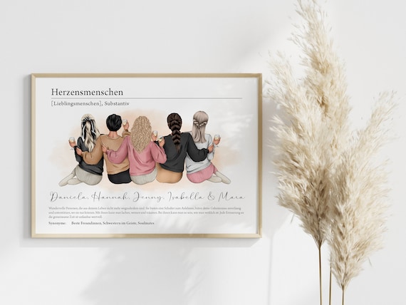 Personalized Herzensmenschen Five Best Friends Definition Poster