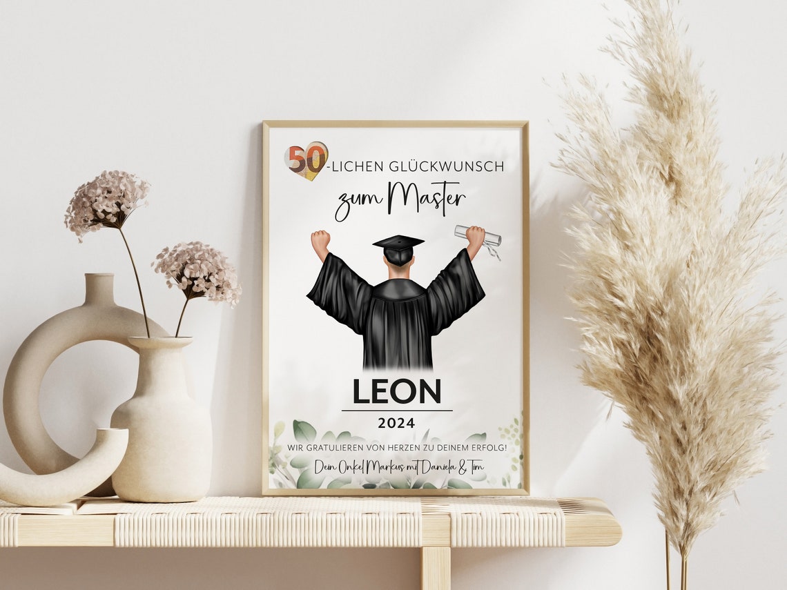 50-lichen Gluckwunsch zum Master Graduation Cash Money Gift Poster