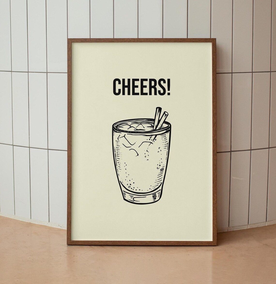 Handcrafted Cocktail Poster, Minimalist Bar Cart Decor