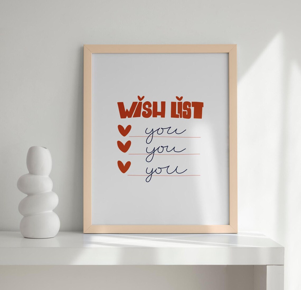 Romantic Wish List Love Quote, Valentine's Poster