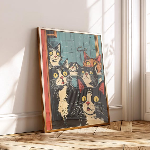 Funny Cat Retro Pop Art Wall Print