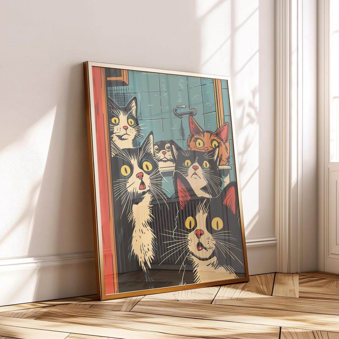 Funny Cat Retro Pop Art Wall Print