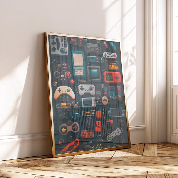 Retro Gaming Controller Vintage Gamer Art Print