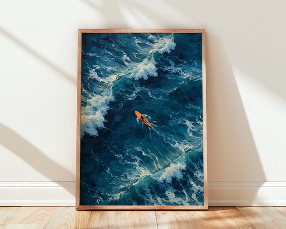 Ocean Surfer Painting Wave Wall Art
