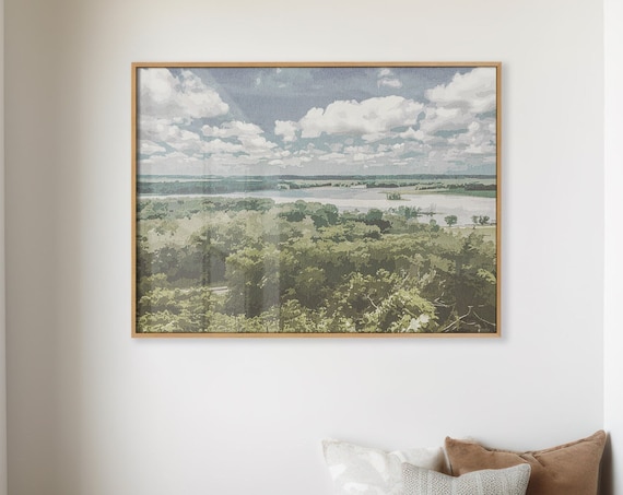 Mississippi River Bluff Lush Green Forest Summer Landscape Poster