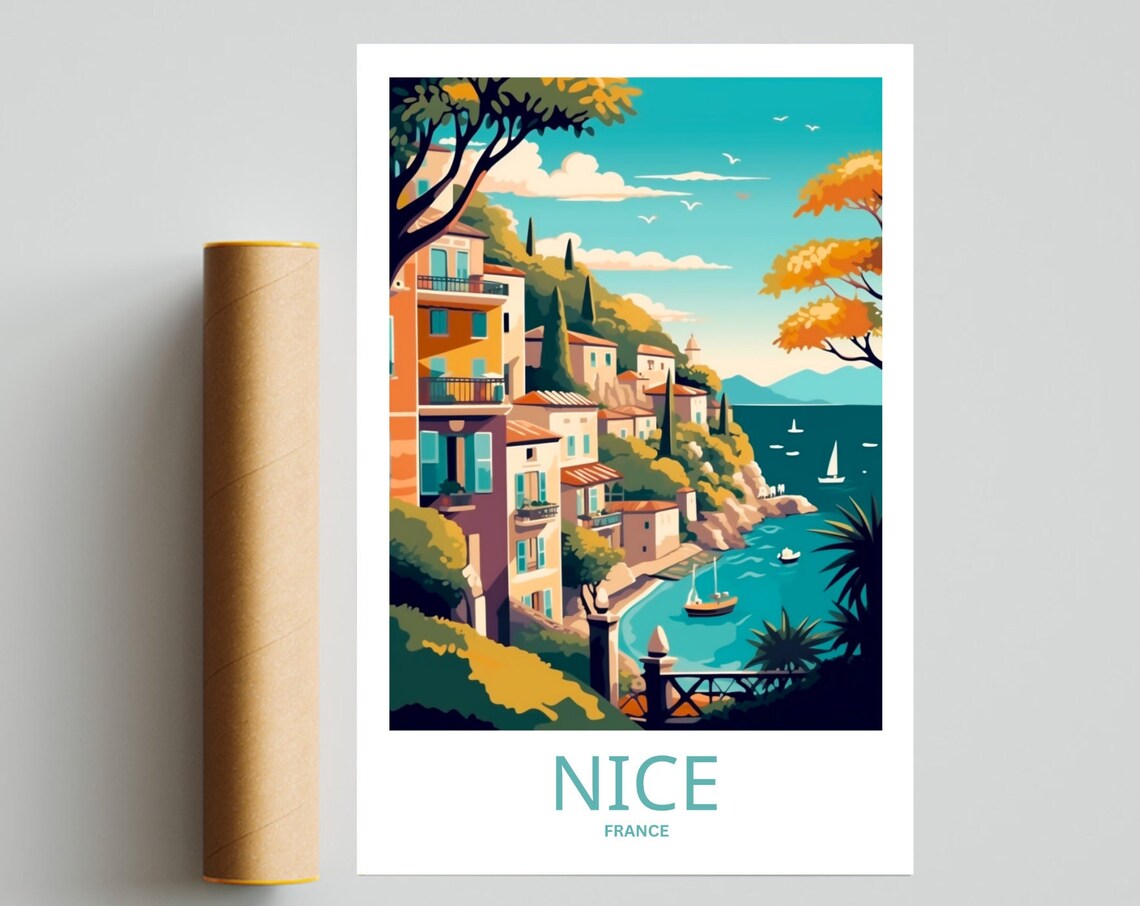 Nice France Mediterranean Coast Village Harbor Radiant Poster