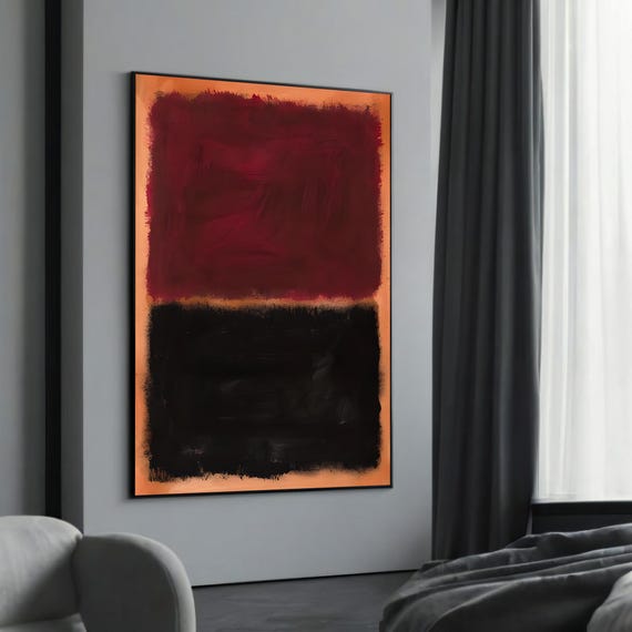 Mark Rothkos Bold Red And Black Color Field Canvas Painting A Striking Abstract Expressionist Gift For Contemporary Art Enthusiasts