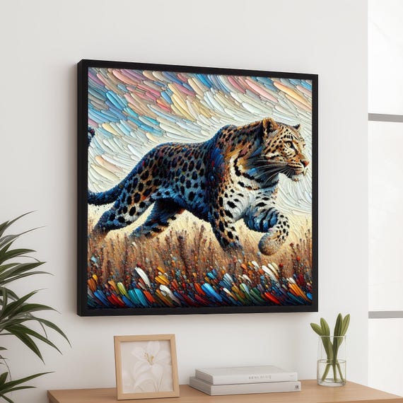 Majestic Leopard Canvas Wall Art Animal Painting Wildlife Nature Decor Colorful Safari Home Decorative Print