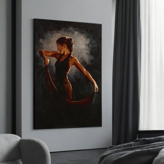 Dramatic Flamenco Dancer Dark Smoky Moody Spanish Dance Art Poster
