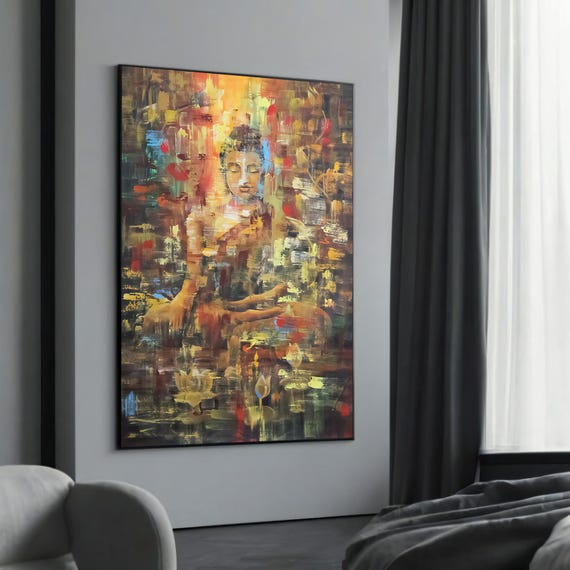 Abstract Buddha Meditation Canvas Art Spiritual Wall Decor Tranquil Zen Painting Meditative Home Artwork Ready To Hang