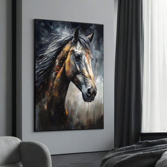 Dynamic Horse Portrait Canvas Bold And Energetic Art For Modern Home Decor Unique Gift Ideas