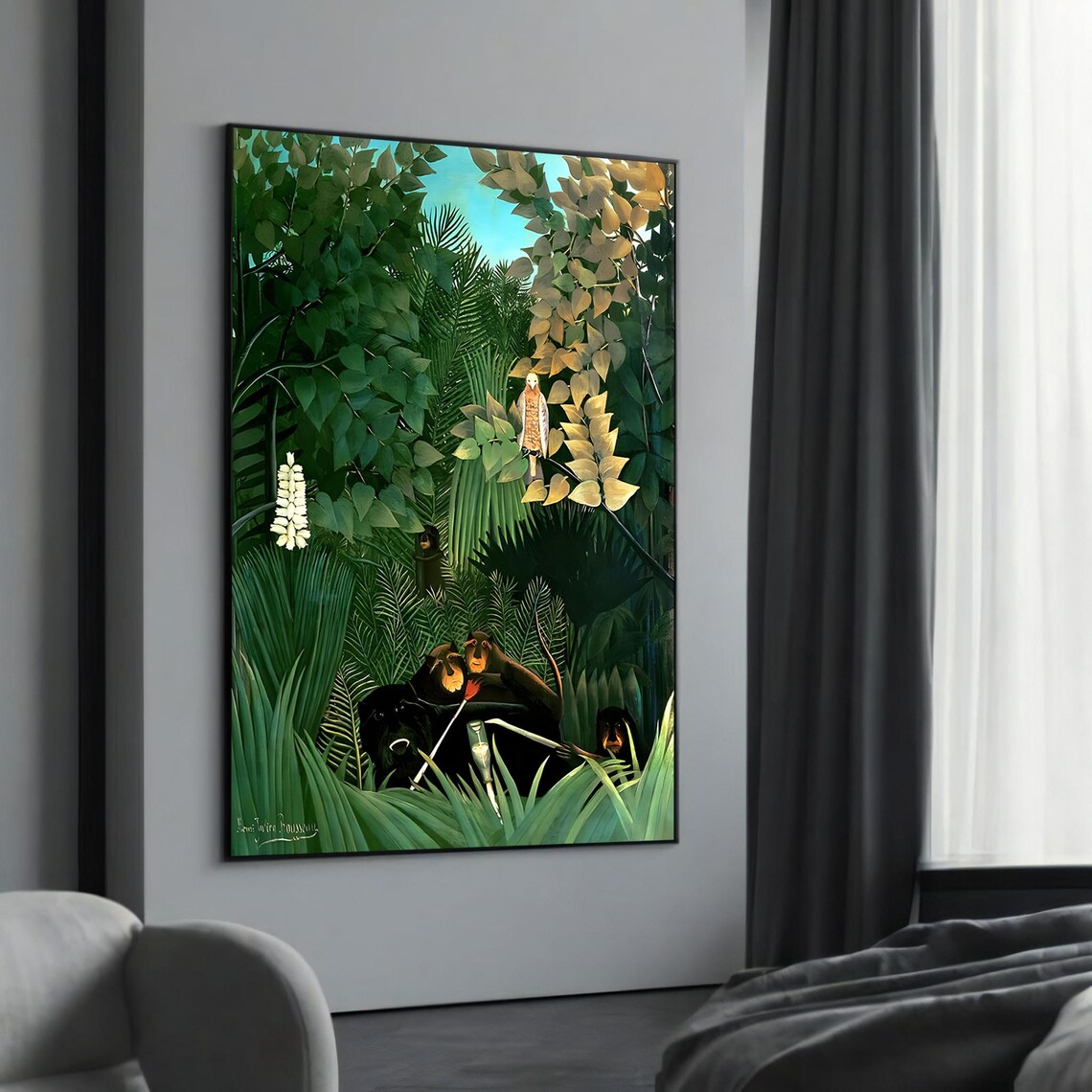 Henri Rousseau Tropical Jungle Scene With Playful Monkeys Poster