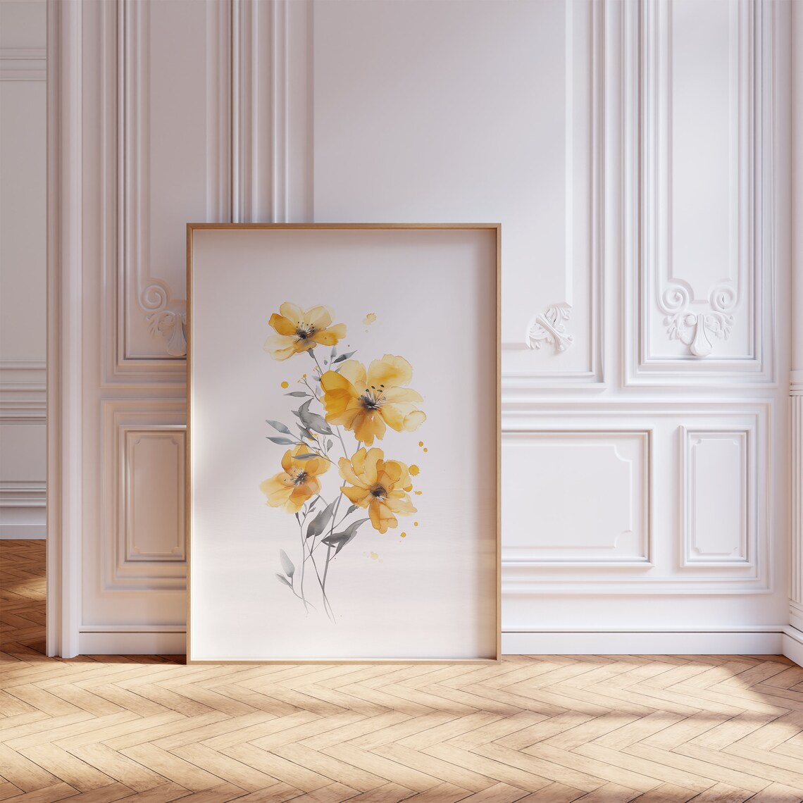 Yellow Floral Bouquet Watercolor Cheerful Botanical Art Poster - Image 2
