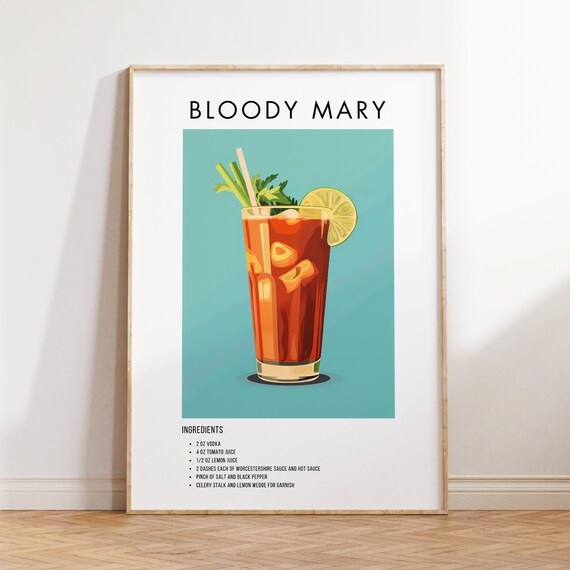 Bloody Mary Classic Vodka Brunch Cocktail Recipe Ingredient Poster