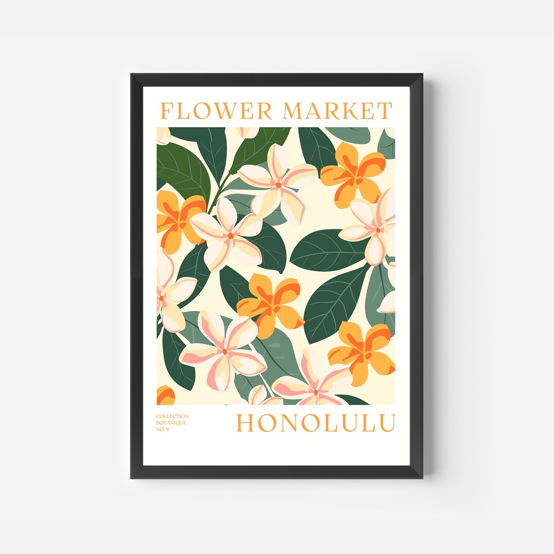 Honolulu Hawaii Plumeria Bloom Flower Market Botanical Poster - Image 2