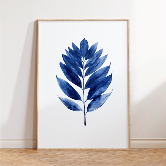 Blue Palm Leaf Watercolor Poster Watercolor Art Wall Art Art Home Decor Art Prints Gift
