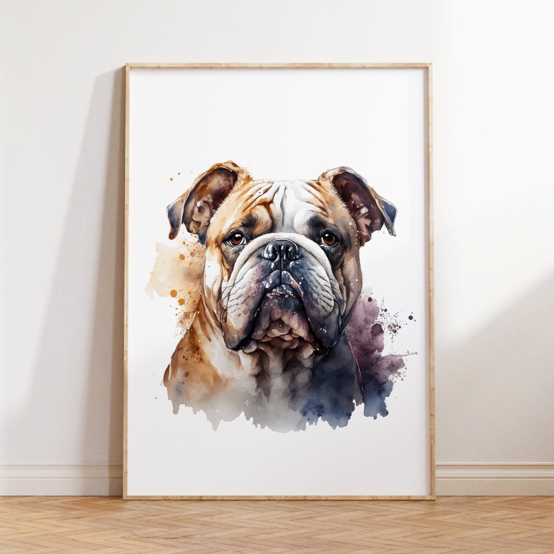English Bulldog Animal Print Watercolor Pet Decor Dog Portrait Print Dog Wall Art Animal Watercolor Poster