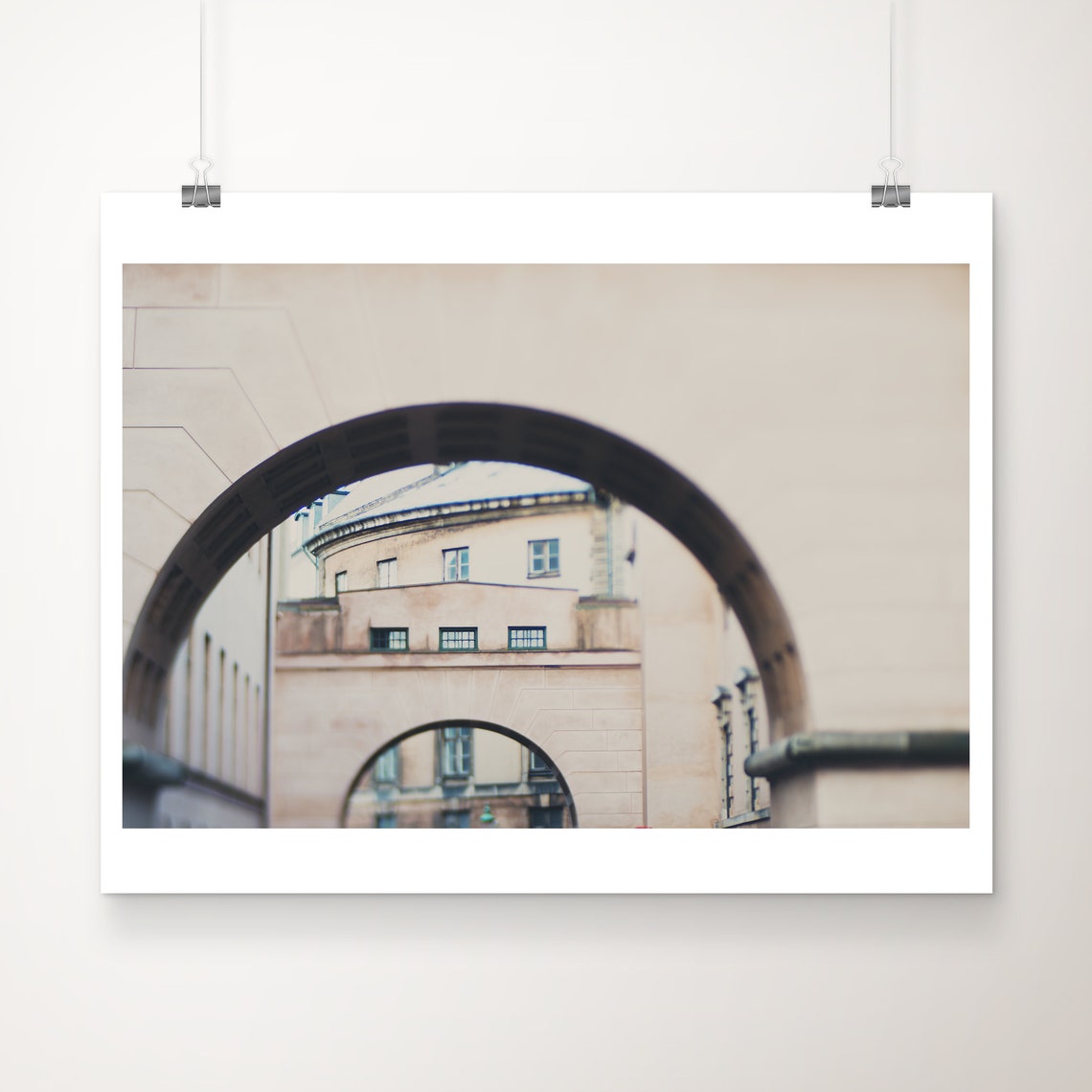 Copenhagen Stone Arch Historic Courtyard Architecture Travel Poster