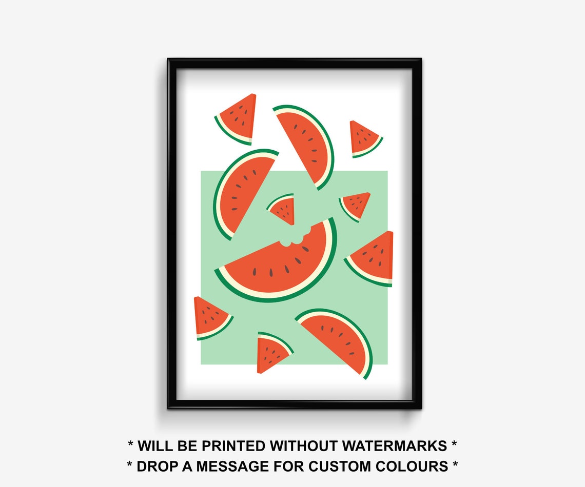 Watermelon Slices Pop Art Summer Fruit Mint Green Kitchen Wall Art