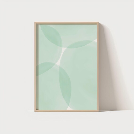 Pastel Green Abstract Wall Art Print Minimalist Shape Poster Scandinavian Decor Boho Calm Soft Color Geometric