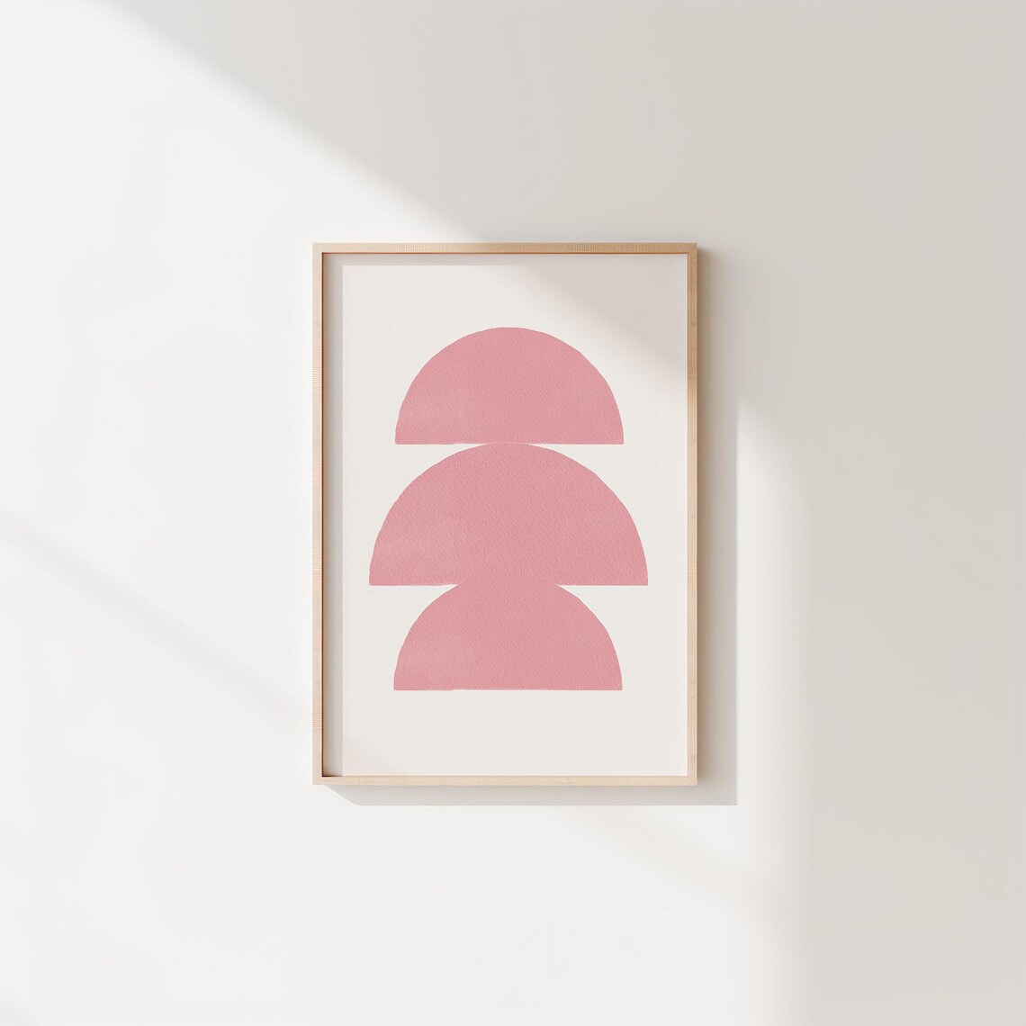 Mid Century Modern Pink Geometric Wall Art Minimalist Abstract Poster Boho Sun Print Home Decor