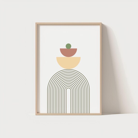Mid Century Modern Abstract Wall Art Boho Minimalist Geometric Print Neutral Arch Poster For Living Room Decor
