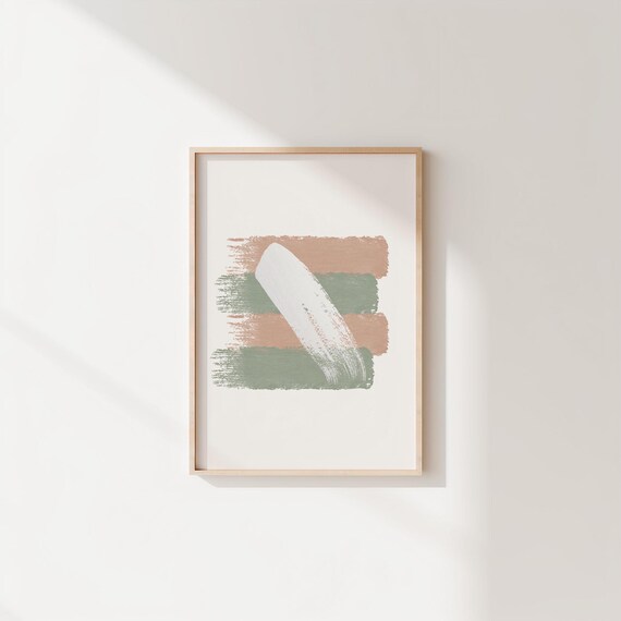 Boho Abstract Brush Stroke Wall Art Print Terracotta Sage Minimalist Poster Modern Neutral Home Decor Pastel Jpg