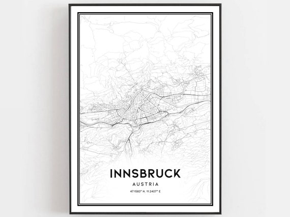 Innsbruck Map Poster, City Street Decor