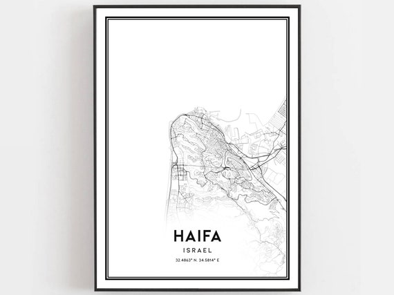 Haifa Map Print Poster Wall Art City Street Decor Road Gift