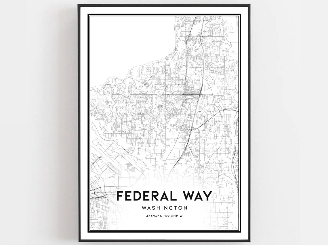 Federal Way Washington Minimalist City Street Map Art Poster