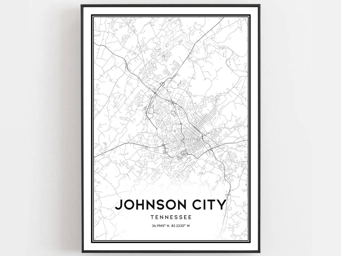 Johnson City Map Print Tennessee Street Art Road Gift