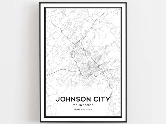 Johnson City Map Print Tennessee Street Art Road Gift