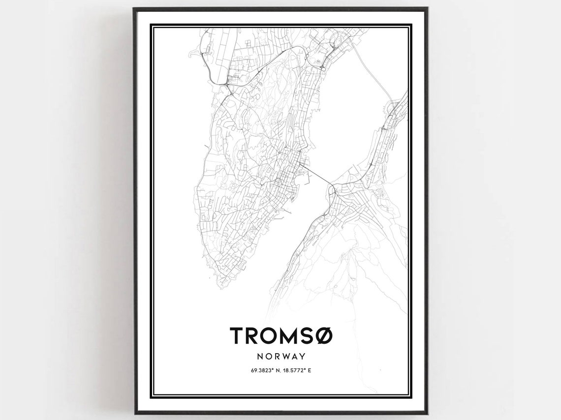 Troms Map Print Poster, Travel Wall Art