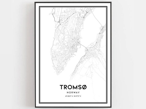 Troms Map Print Poster, Travel Wall Art