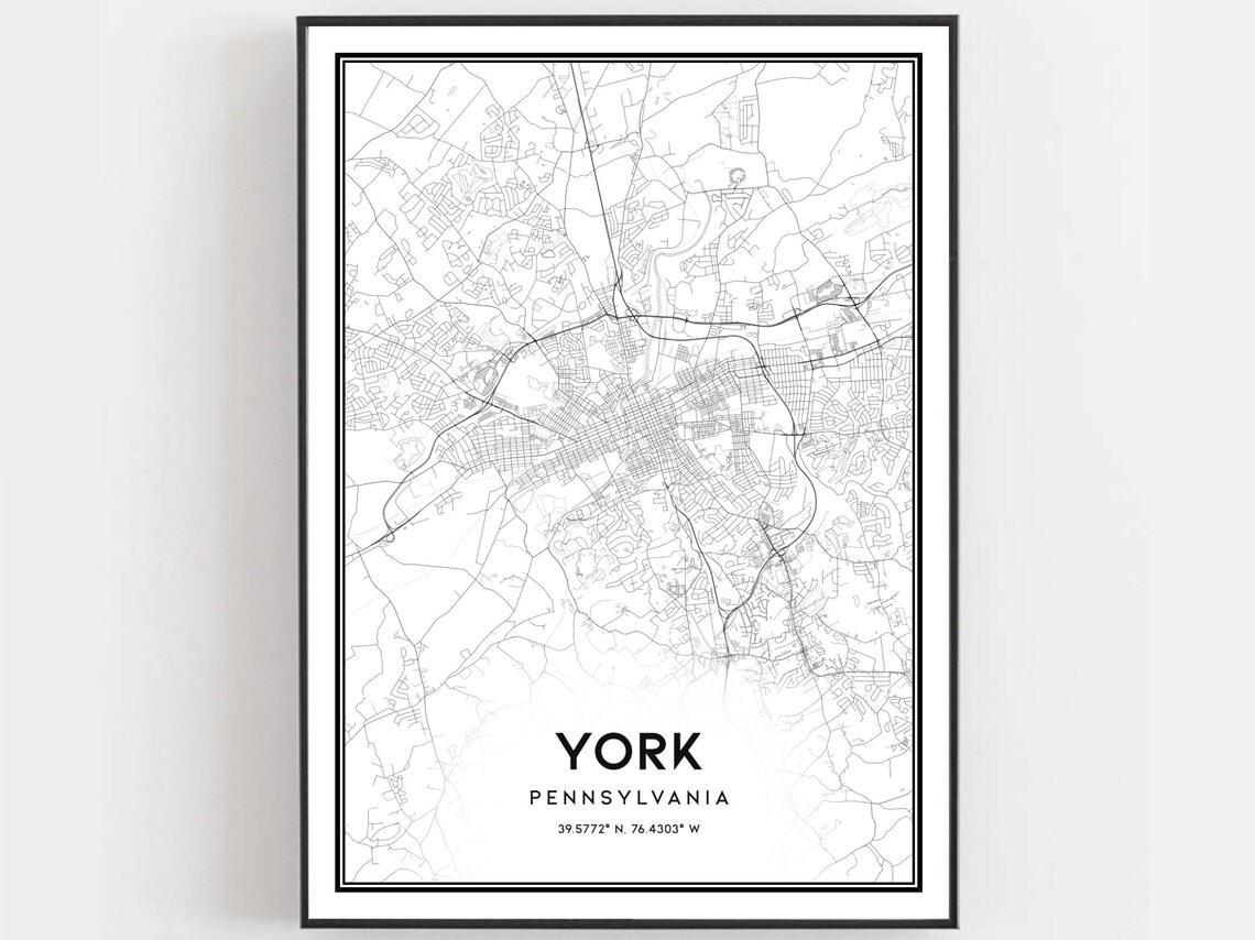 York Pennsylvania City Street Map Minimalist Black White Poster