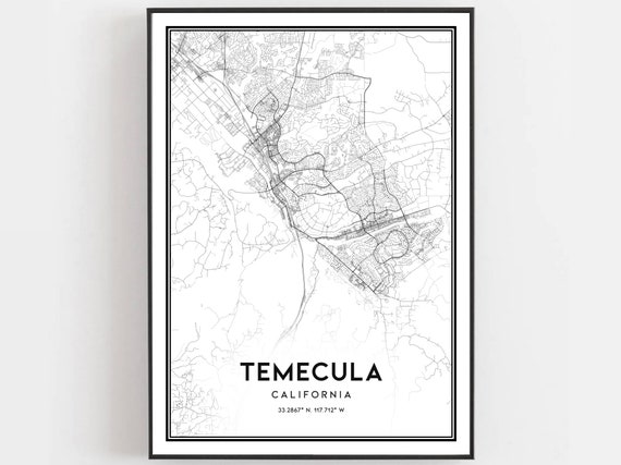 Temecula Map Print Poster Wall Art Ca City Street Decor Road Gift B816