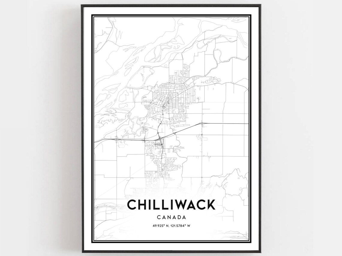 Chilliwack Map Poster, City Street Decor