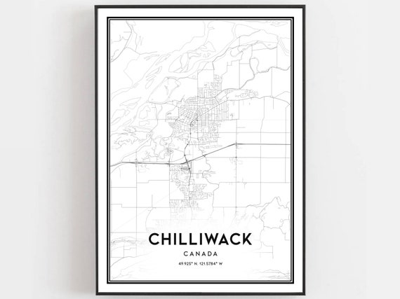 Chilliwack Map Poster, City Street Decor