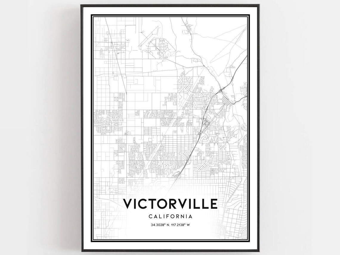 Victorville Map Poster, City Street Decor