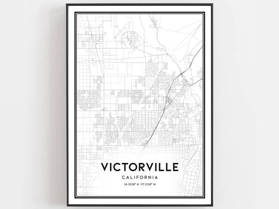 Victorville Map Poster, City Street Decor