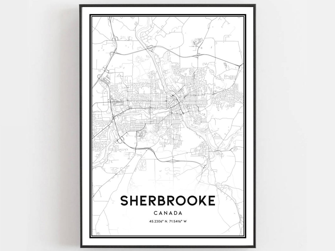 Sherbrooke Canada City Street Map Minimalist Modern Line Art Poster
