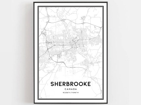 Sherbrooke Map Print Poster Wall Art City Street Decor Road Gift B734