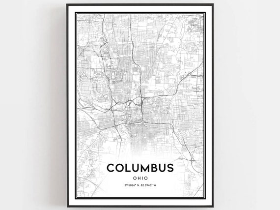Columbus Map Print Poster, Ohio Street Decor