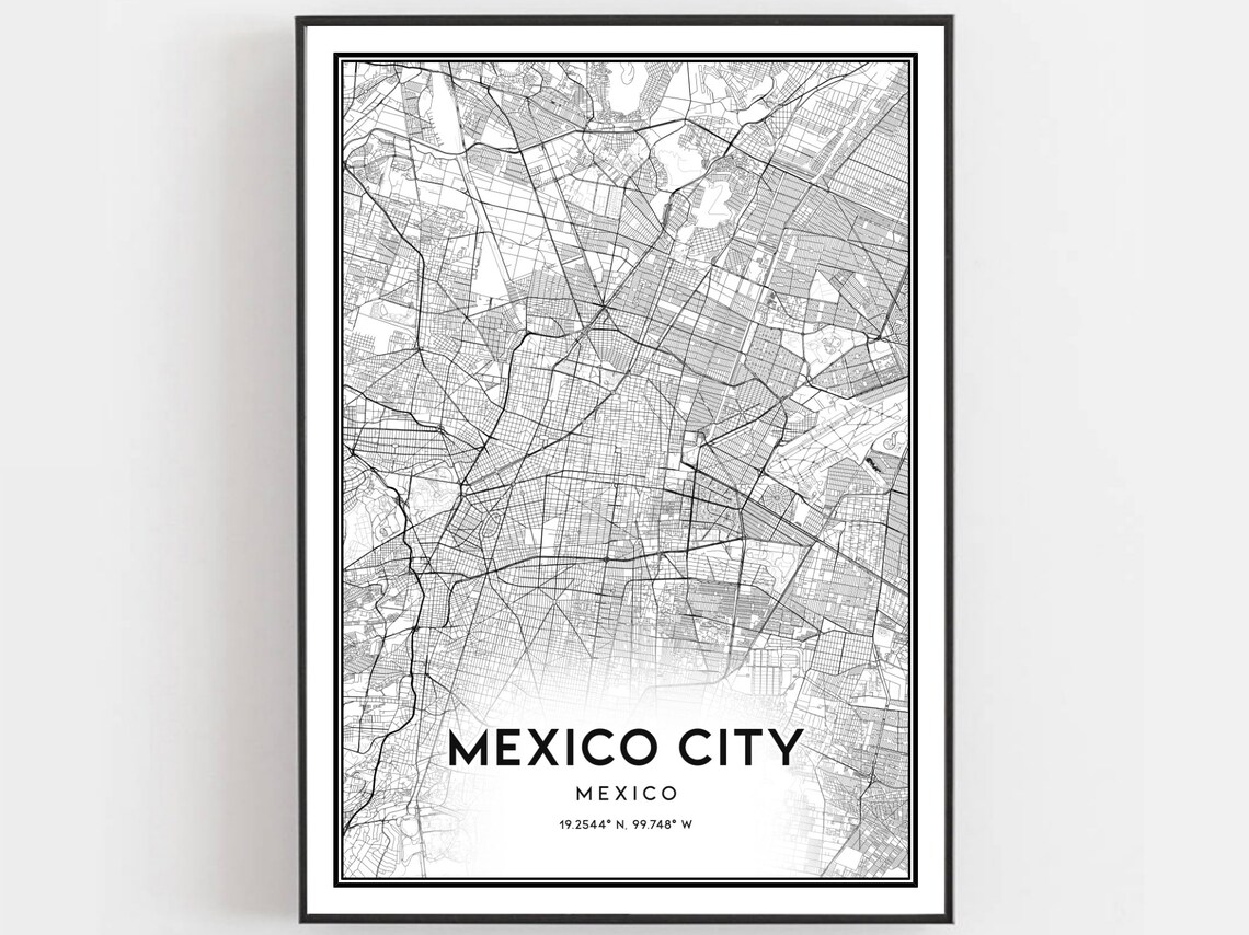 Mexico City Map Poster, Street Decor Travel Print