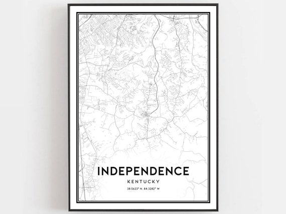 Independence Map Print Poster Wall Art Ky City Kentucky Street Decor Road Gift B2033
