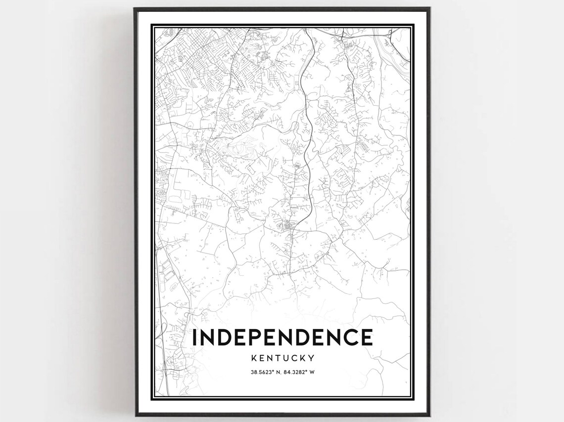 Independence Kentucky Street Map Black White Minimalist City Poster