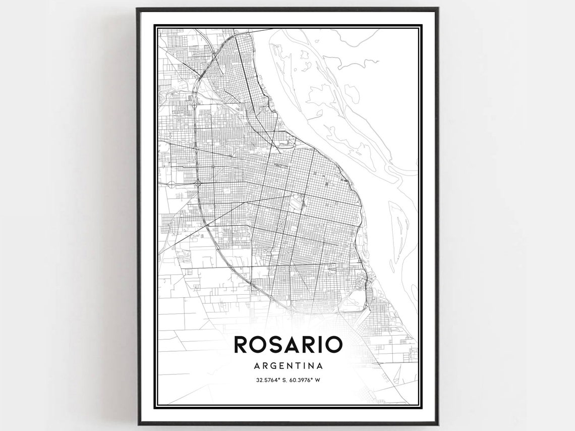 Rosario Argentina Minimalist Black and White City Map Art Poster