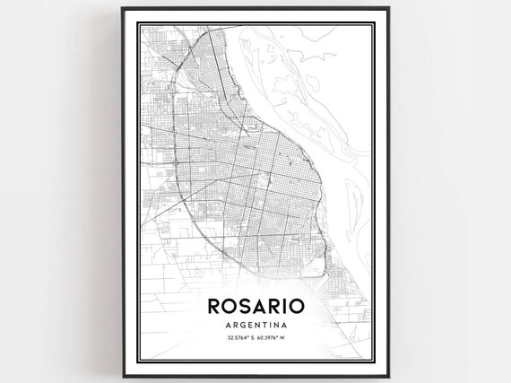 Rosario Map Print Poster Wall Art City Street Decor Road Gift B231