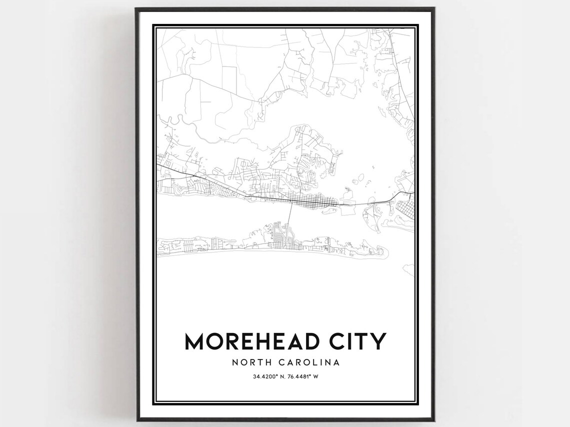 Morehead City Map Poster Print, North Carolina