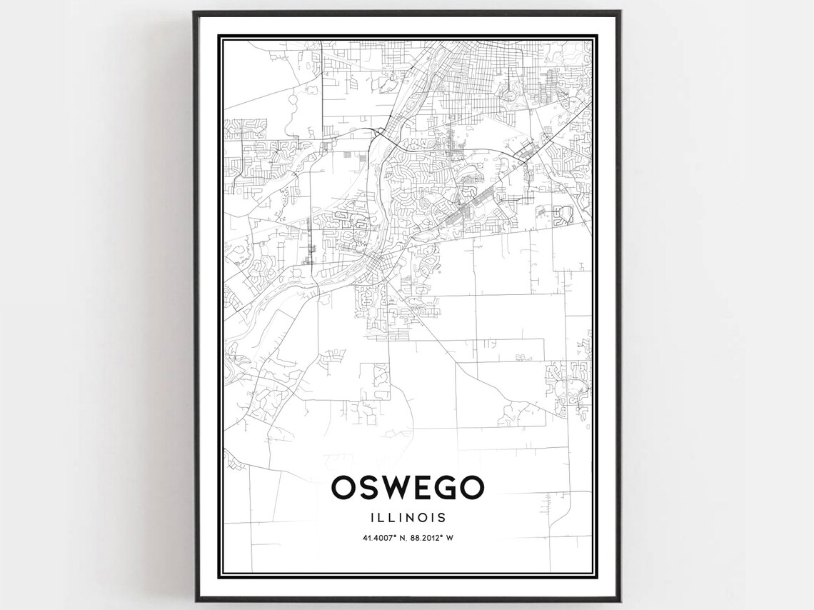 Oswego Map Print, Illinois Street Decor Poster
